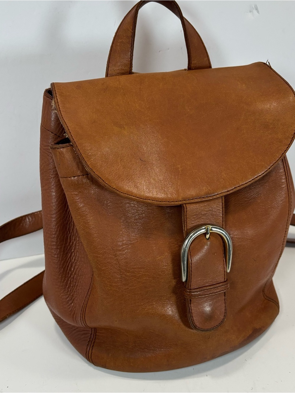 Vintage Hunt Club 100% Leather Brown Backpack Equestrian Y2K 90’s Western Boho